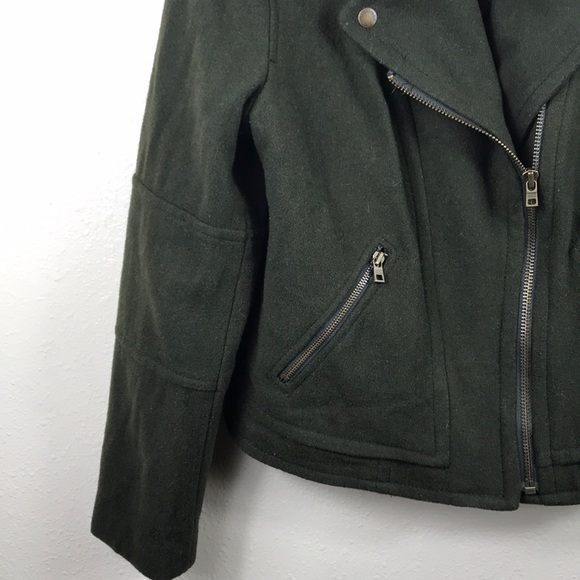 American Eagle Wool Faux Fur Trim Moto Jacket Coat - Picture 5 of 8